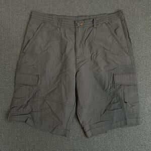 Eddie Bauer Cargo Shorts Mens 36 Gray Nylon Hiking Outdoor Travel Pockets Casual